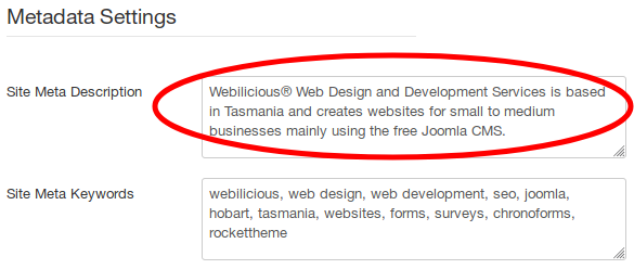 Global Meta Description for Joomla SEO Settings 